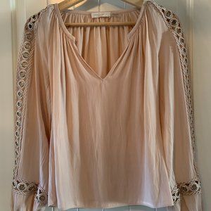 RAMY BROOK SeraBlouse With Grommet Trim In Blush  (official size is XXS)